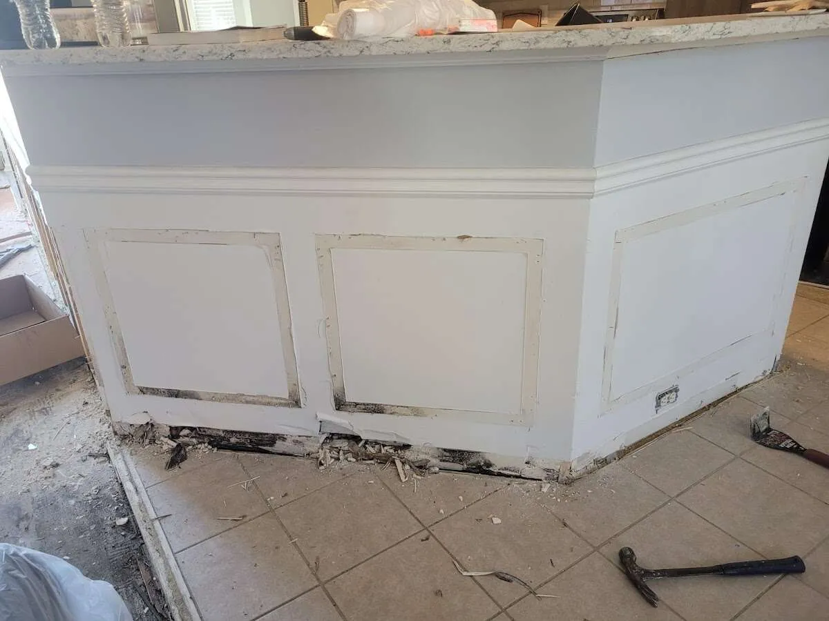 Water damage and mold on kitchen during Burst Pipe Cleanup in Cape Elizabeth
